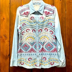 Johnny Was denim western snap shirt